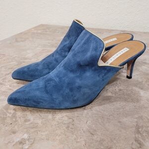 Veronica Beard Pearla Mules Blue Suede Leather size 37 / US 7
